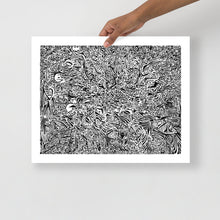 Load image into Gallery viewer, 16 by 20 inch print of original modern art for sale in black and white for homes, offices or university dorms.